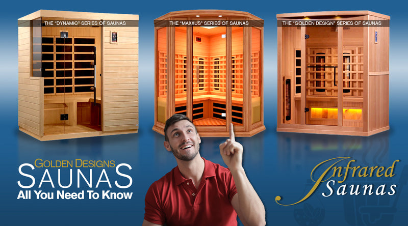 Man pointing on infrared saunas