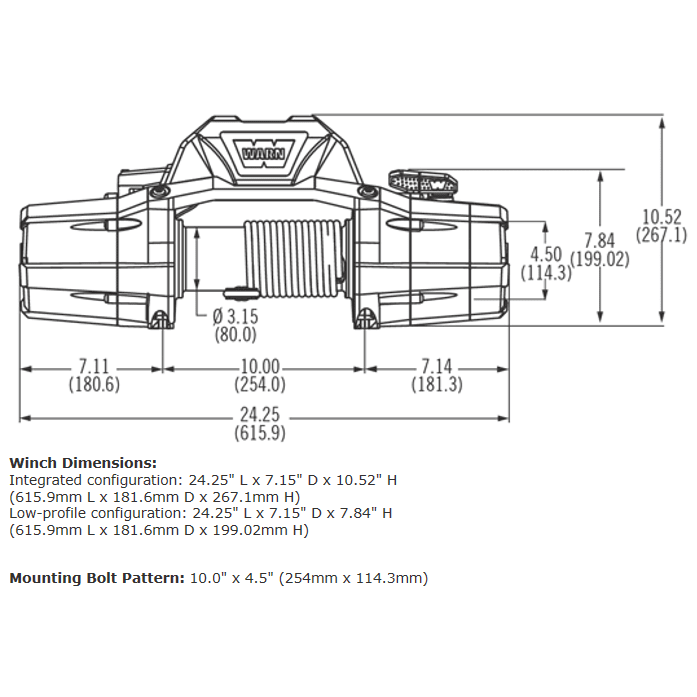 Warn ZEON 8S SYNTHETIC ROPE WINCH - 89305