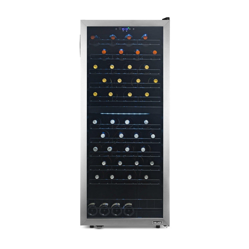 Newair - 98-Bottle Dual-Zone Freestanding Wine Cooler NWC098SS00 w/ Low-Vibration Ultra-Quiet Inverter Compressor & Adjustable Racks