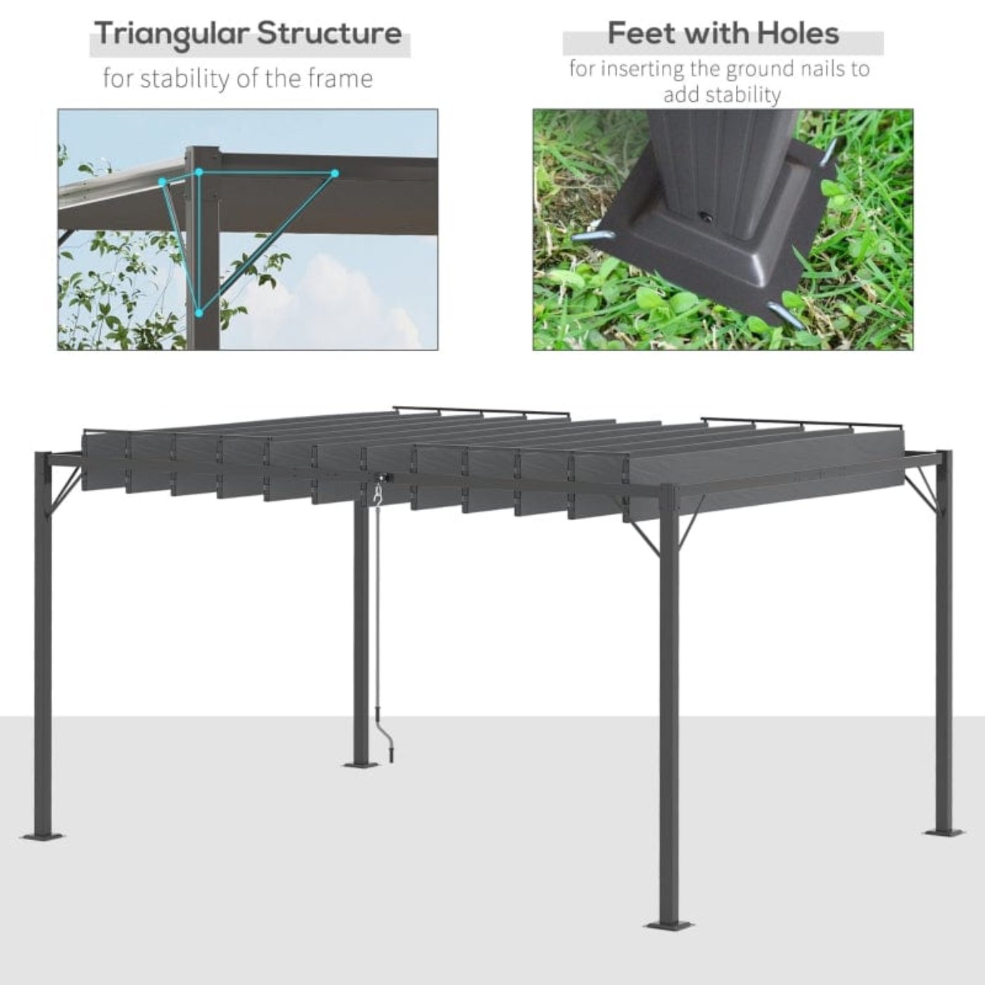 Outsunny 13' x 10' Outdoor Louvered Pergola - 84C-341V01