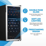 Newair - 98-Bottle Dual-Zone Freestanding Wine Cooler NWC098SS00 w/ Low-Vibration Ultra-Quiet Inverter Compressor & Adjustable Racks