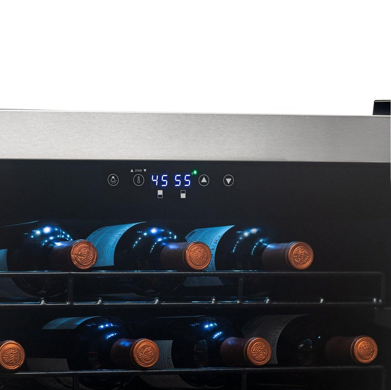 Newair - 76-Bottle Dual-Zone Freestanding Wine Cooler w/ Low-Vibration Ultra-Quiet Inverter Compressor NWC076SS00