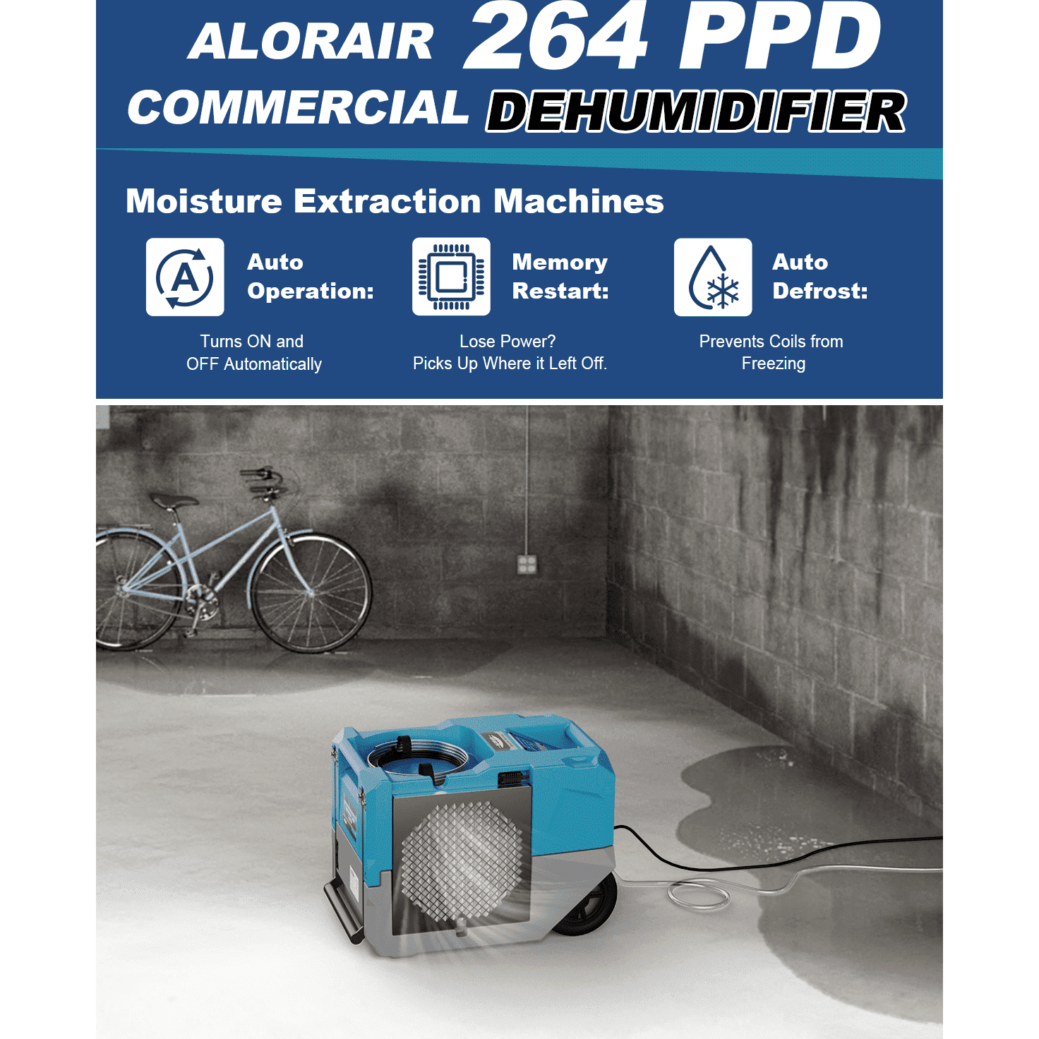 AlorAir® Storm LGR 1250 | 264 PPD Industrial Commercial Dehumidifier with Pump
