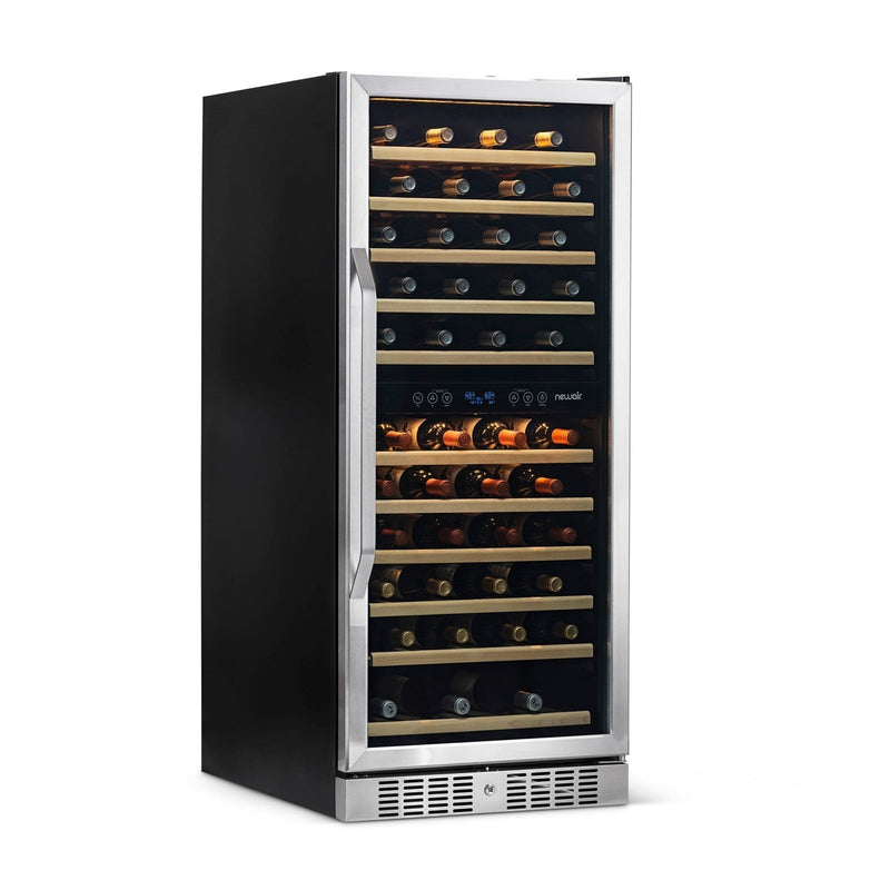 Newair - 27” 116-Bottle Dual-Zone Built-in Stainless Steel Wine Cooler AWR-1160DB