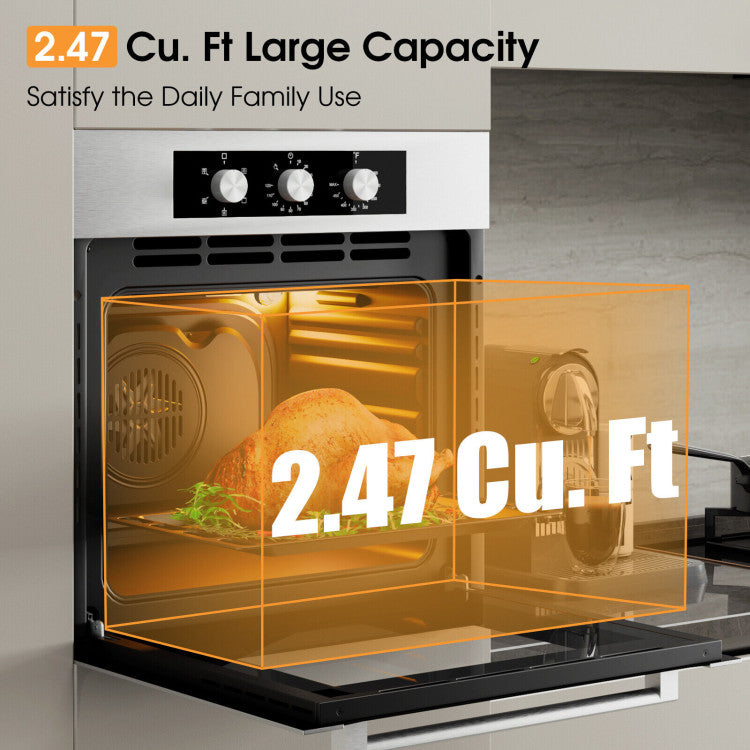 Costway Single Wall Oven 24" 2.47 Cu.ft with 5 Cooking Modes 2300W New - FP10040US-SL