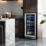 Costway Beverage Refrigerator 15" 100 Can Built-in/Freestanding with Adjustable Temp and Shelf New - FP10126US-SL