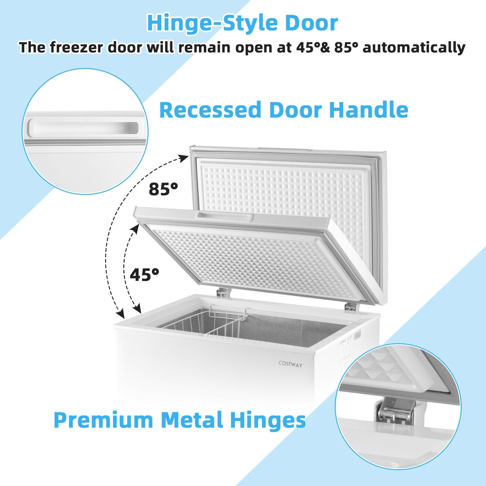 Costway Compact Chest Freezer 5 Cu.ft with Removable Storage Basket New - FP10002US-WH