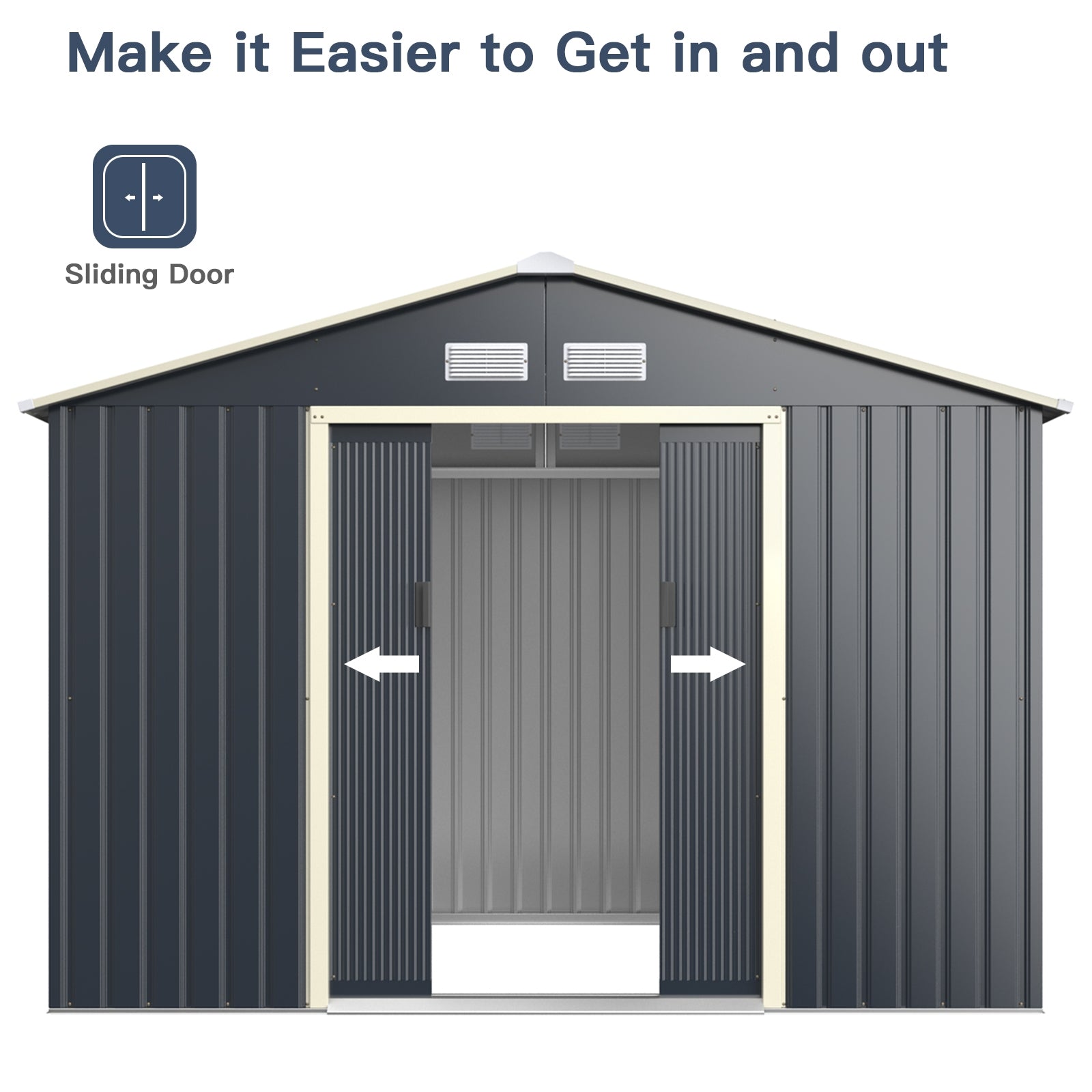 Costway Metal Storage Shed 9' x 6' with Sliding Double Lockable Doors New - GT3732GR+