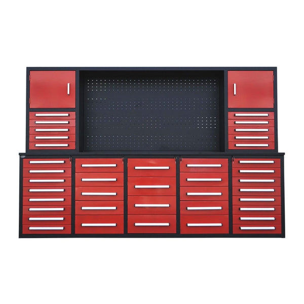 Chery Industrial 10' Storage Cabinet with Workbench 40 Drawers & 2 Cabinets