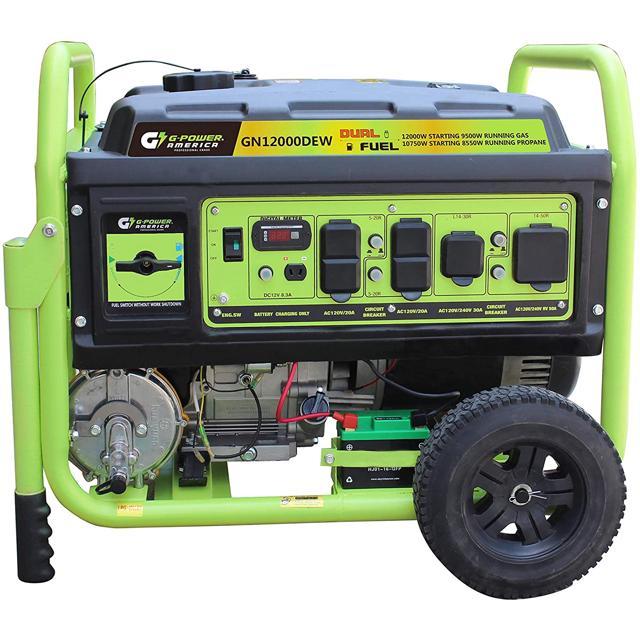 Green-Power America 12000/9500-Watt Dual Fuel Gas and Propane Generator - GN12000DEW