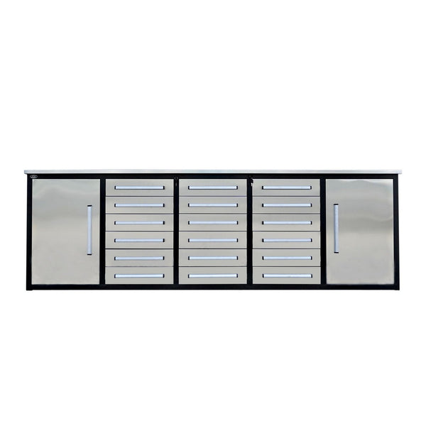 Chery Industrial 10ft Storage Cabinet with Workbench 18 Drawers & 2 Cabinets