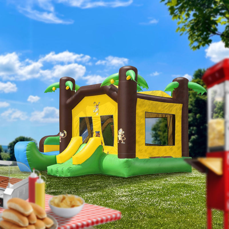 Commercial Jungle Bounce House with Blower and Slide by Inflatable HQ - Backyard Provider