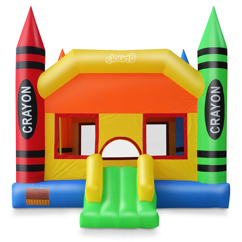 Crayon Inflatable Bounce House with Slide and Air Blower - Cloud 9 - Backyard Provider