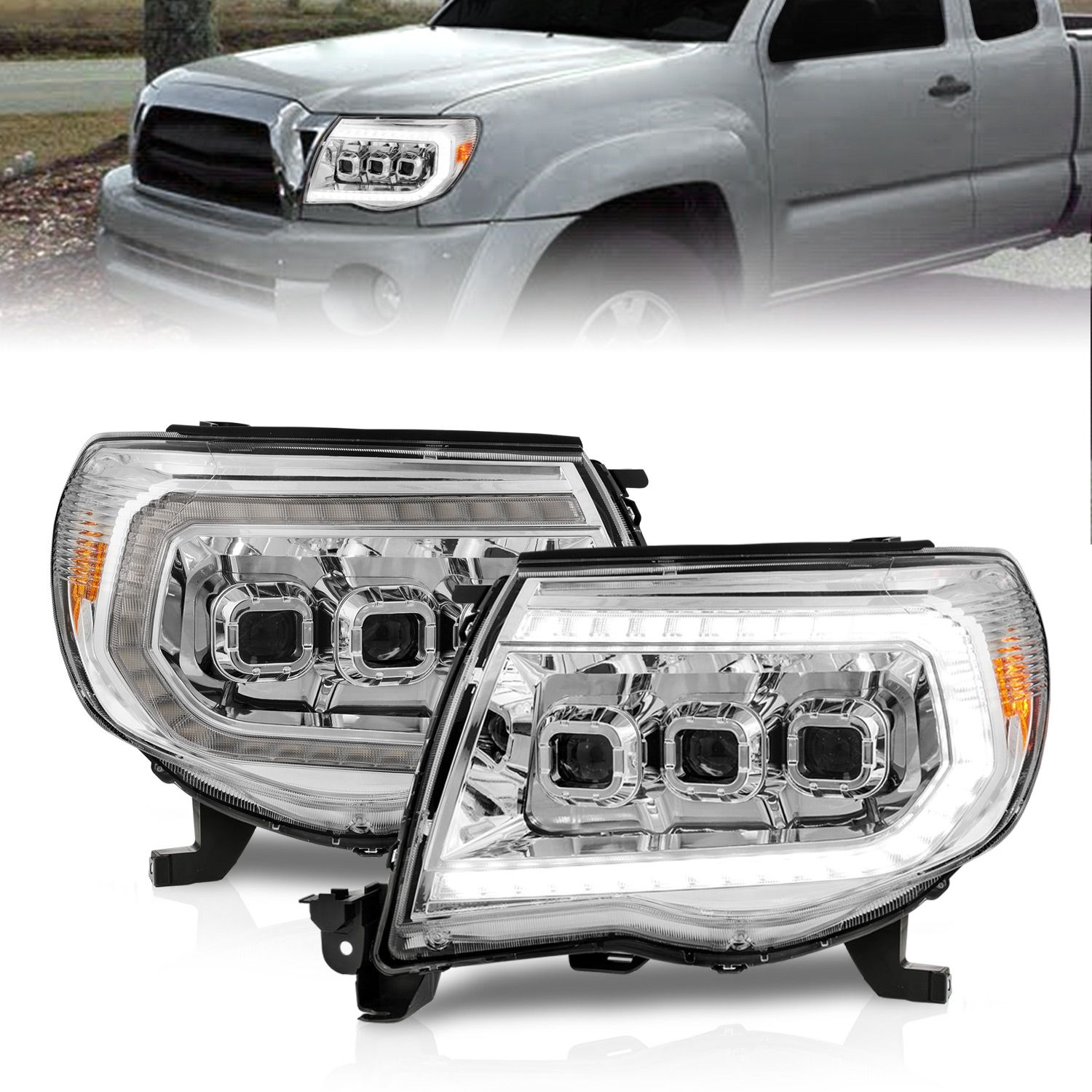 Anzo Full Led Projector Head Lights Chrome with Initiation Feature and Sequential Turn Signal - 111582