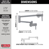 Delta Wall Mount Contemporary Pot Filler in Arctic Stainless - 1165LF-AR