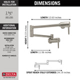 Delta Wall Mount Contemporary Pot Filler in Stainless Steel - 1165lf-Ss