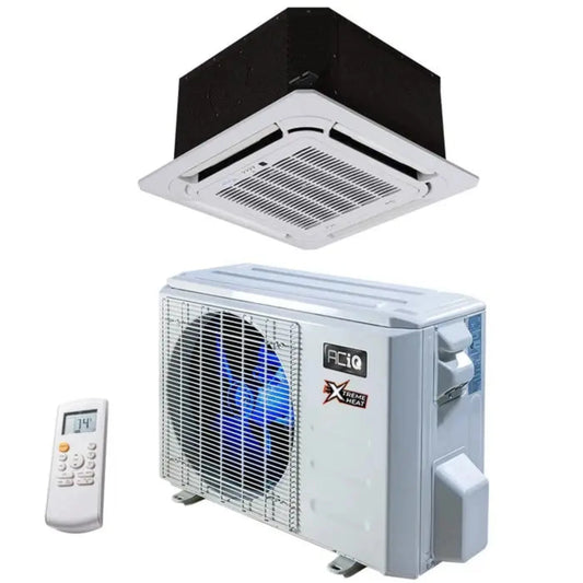 12,000 BTU 25 SEER ACiQ Platinum Single Zone Ceiling Cassette Mini Split System w/ Extreme Heat - Backyard Provider