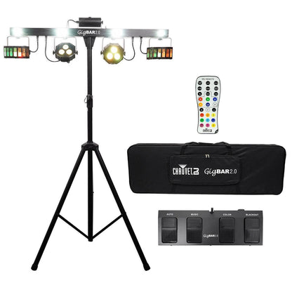 Chauvet DJ 4-in-1 LED GigBAR 2.0 Light FX System w/ Tripod+Remote+Footswitch+Bag - 140832