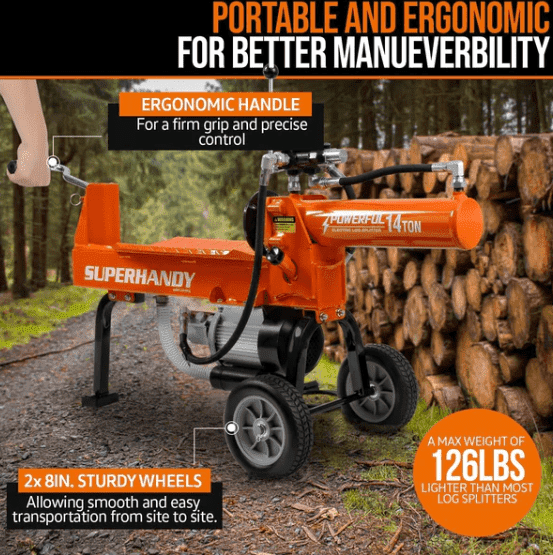 Super Handy 14 Ton 120V Portable Electric Log Splitter New - GUO084