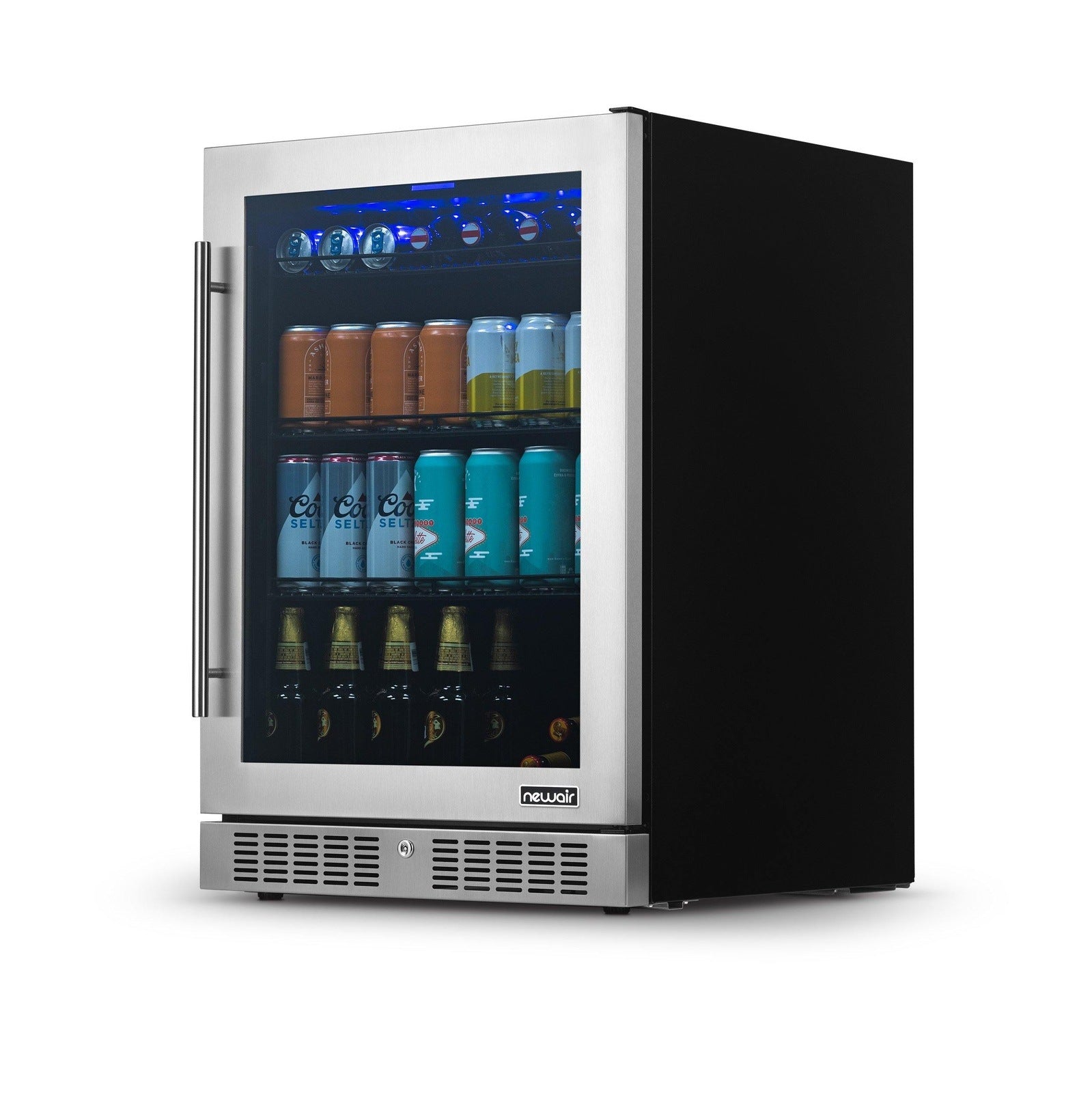 Newair - 24” 224-Can Built-in Premium Beverage Center w/ Color Changing LED Lights NBC224SS00