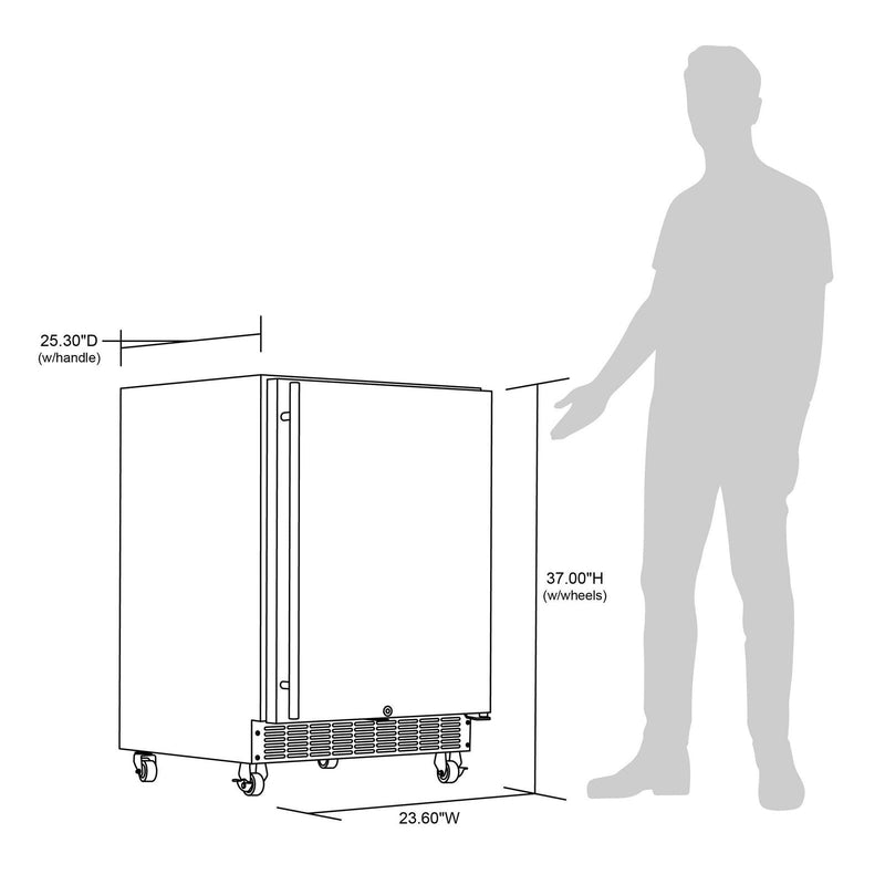 Newair - 24” 160-Can Built-in/Portable Weatherproof Outdoor Beverage Fridge NOF160SS00 - Stainless Steel w/ Auto-Closing Door & Easy Glide Casters