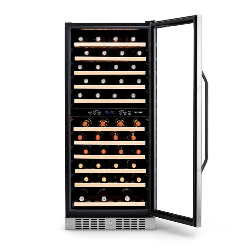 Newair - 27” 116-Bottle Dual-Zone Built-in Stainless Steel Wine Cooler AWR-1160DB