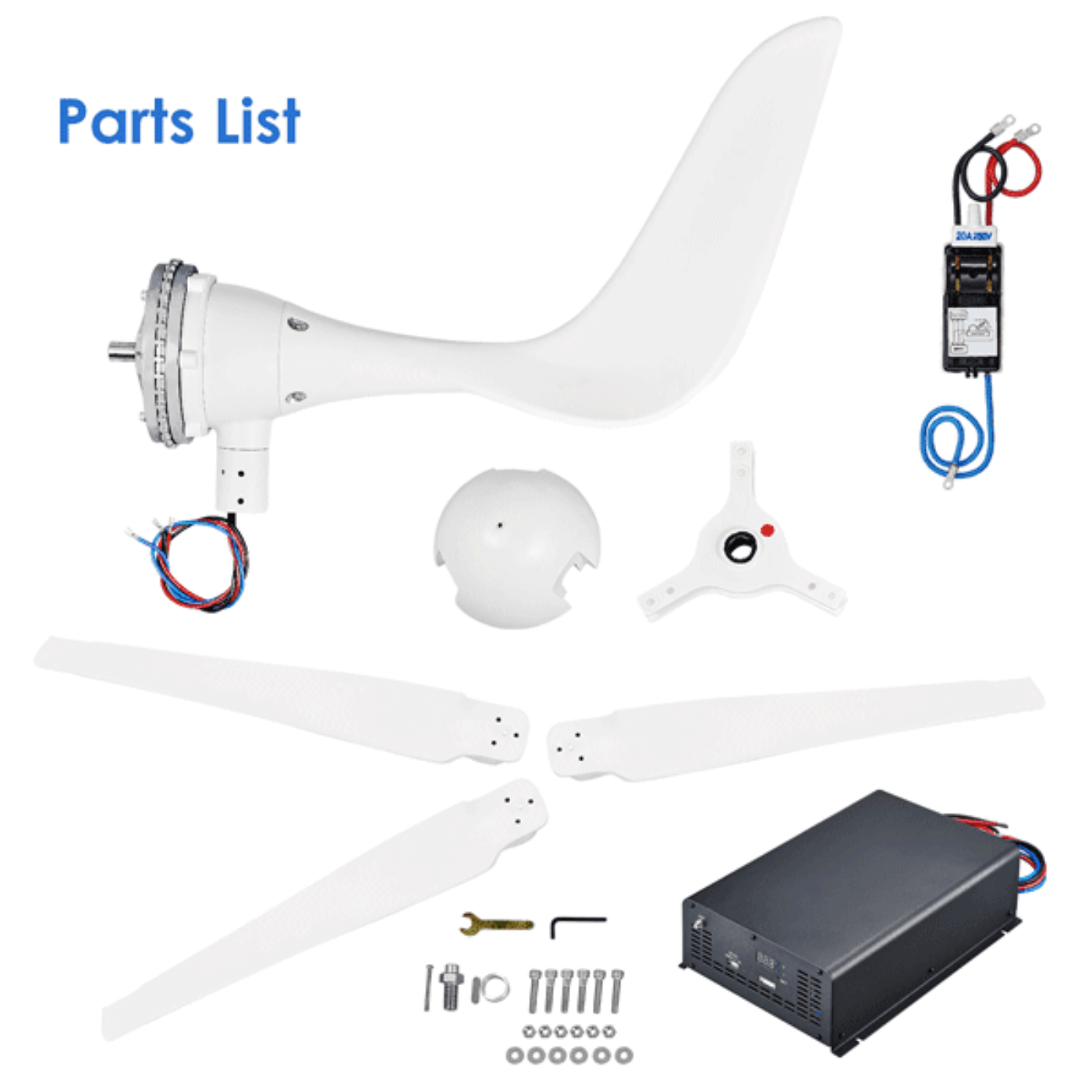 Automaxx Windmill 1500W Wind Turbine Generator Kit Bundle Set - 1500WWTGKBS24VS