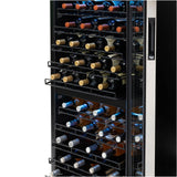 Newair - 98-Bottle Dual-Zone Freestanding Wine Cooler NWC098SS00 w/ Low-Vibration Ultra-Quiet Inverter Compressor & Adjustable Racks