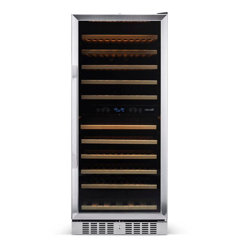 Newair - 27” 116-Bottle Dual-Zone Built-in Stainless Steel Wine Cooler AWR-1160DB