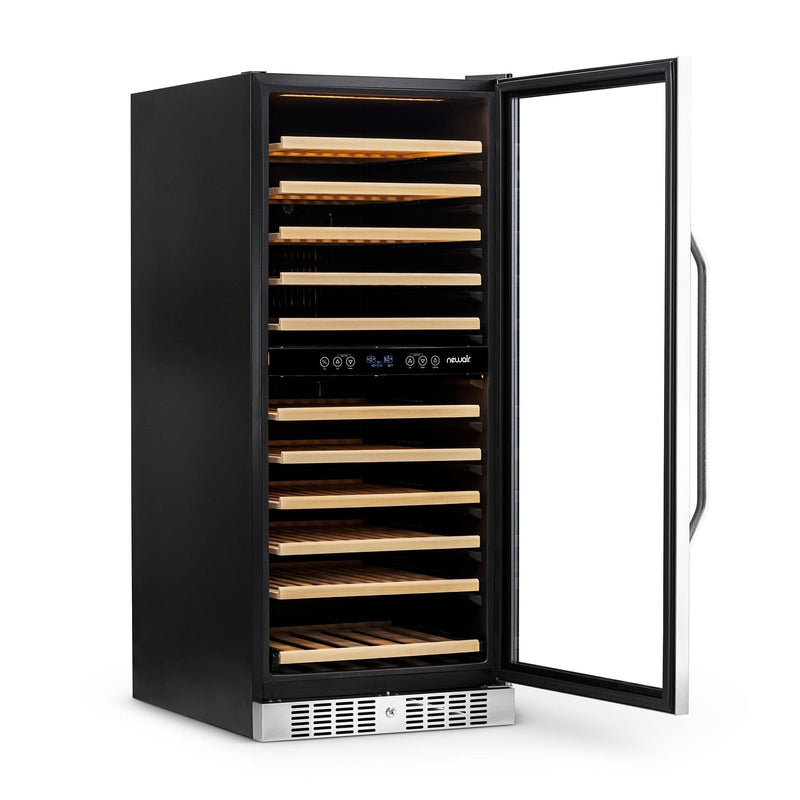 Newair - 27” 116-Bottle Dual-Zone Built-in Stainless Steel Wine Cooler AWR-1160DB