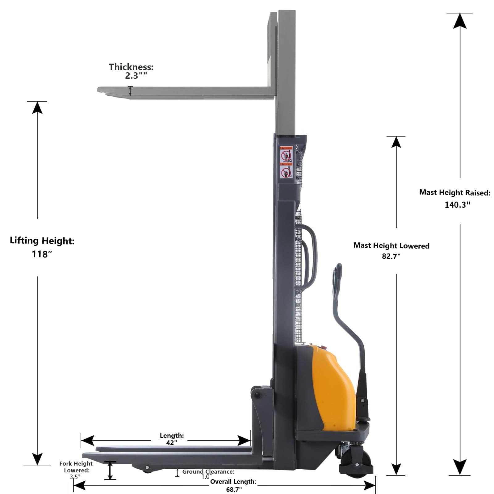 Apollolift Power Lift Fixed Stacker  3300lbs 118"Lifting - Backyard Provider