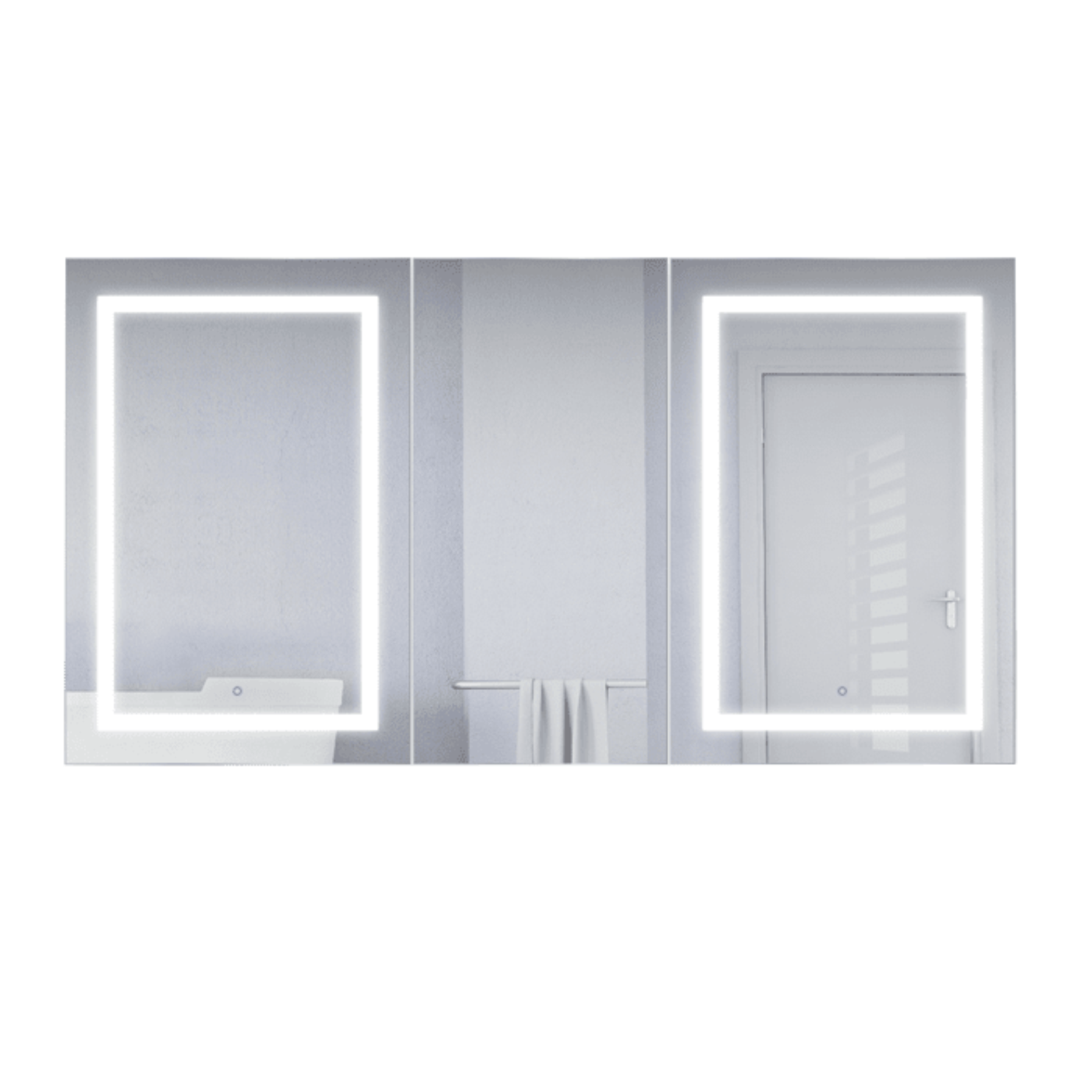Krugg  Double LED Medicine Cabinet 66"X 36"  with Dimmer & Defogger - Svange 6636DLLR - Backyard Provider