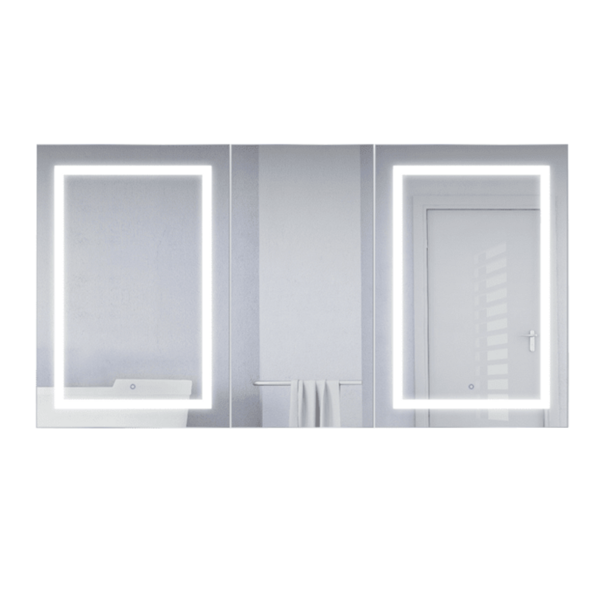 Krugg  Double LED Medicine Cabinet 66"X 36"  with Dimmer & Defogger - Svange 6636DLLR - Backyard Provider