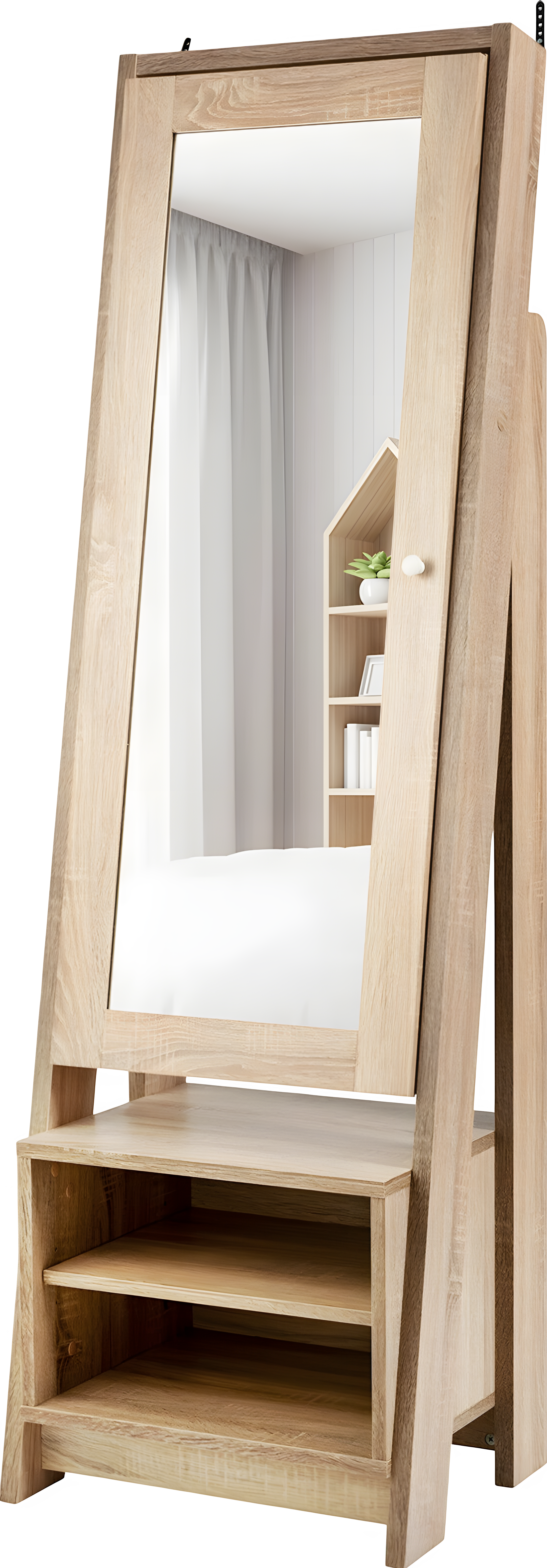 Costway 2-in-1 Full-Length Mirror with Wooden Cosmetics Storage Cabinet New - JV10008+