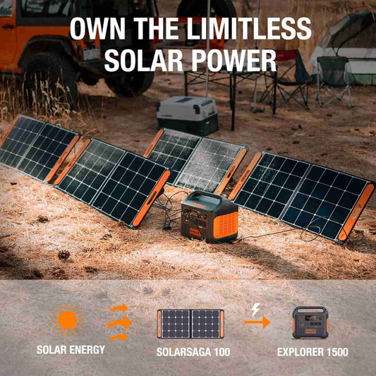 Jackery Solar Generator 1500 with Solar Saga 100W