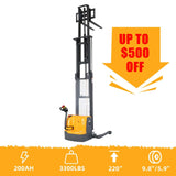 Apollolift Powered Forklift Full Electric Walkie Stacker 3300 lbs Cap. 220"Lifting A-3030 - Backyard Provider