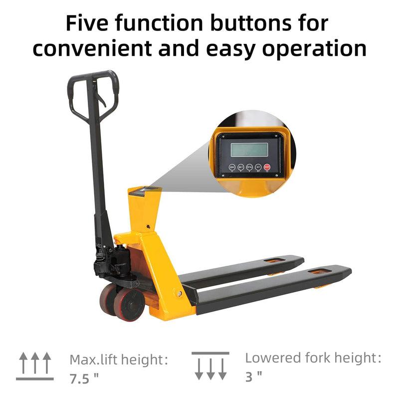 Apollolift Scale Pallet Jack 4400 lbs Cap. 45*27'' - A-1032 - Backyard Provider