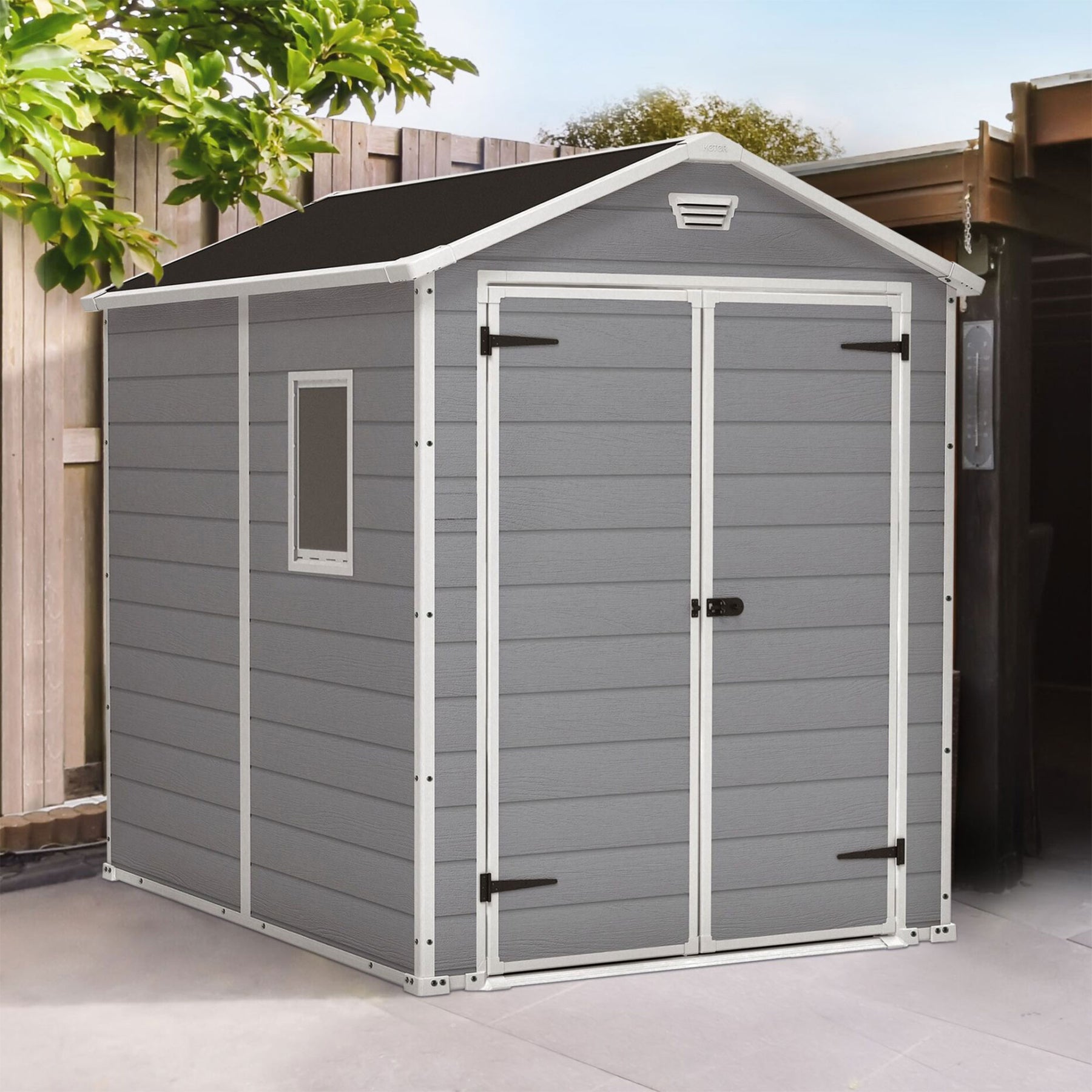 Keter 213413 Manor 6 X 8 Foot Resin All Weather Outdoor Tool Storage Shed, Grey - 207164