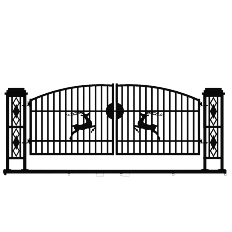 Chery Industrial 20ft Wrought Steel Garden Driveway Gate with Post