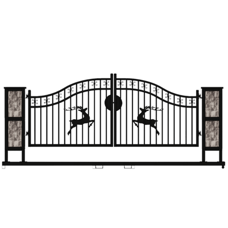 Chery Industrial 20ft Wrought Steel Garden Driveway Gate with Post