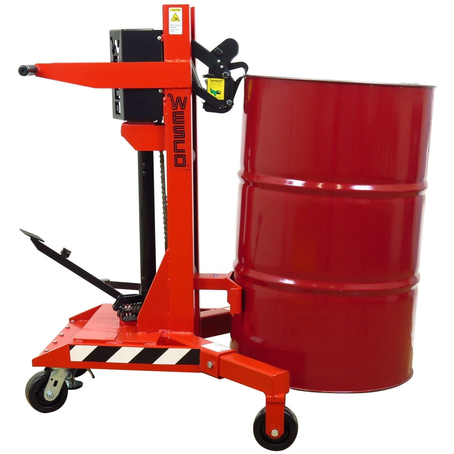 Wesco Industrial Products DM-1100 650 lb. / 1,100 lb. Ergonomic Hydraulic Drum Handler with Gator Grip Clamp 240150