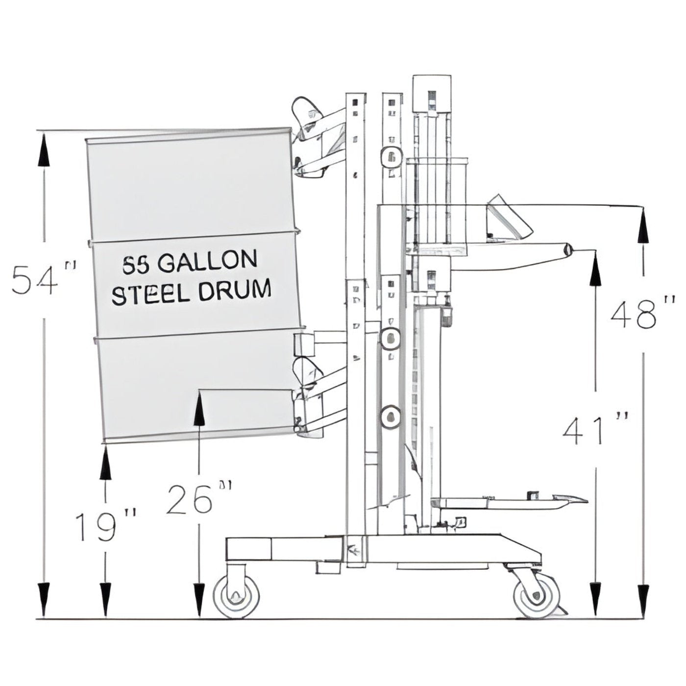 Wesco Industrial Products DM-1100-S 650 lb. / 1,100 lb. Ergonomic Hydraulic Drum Handler with Gator Grip Clamp and Scale 240155