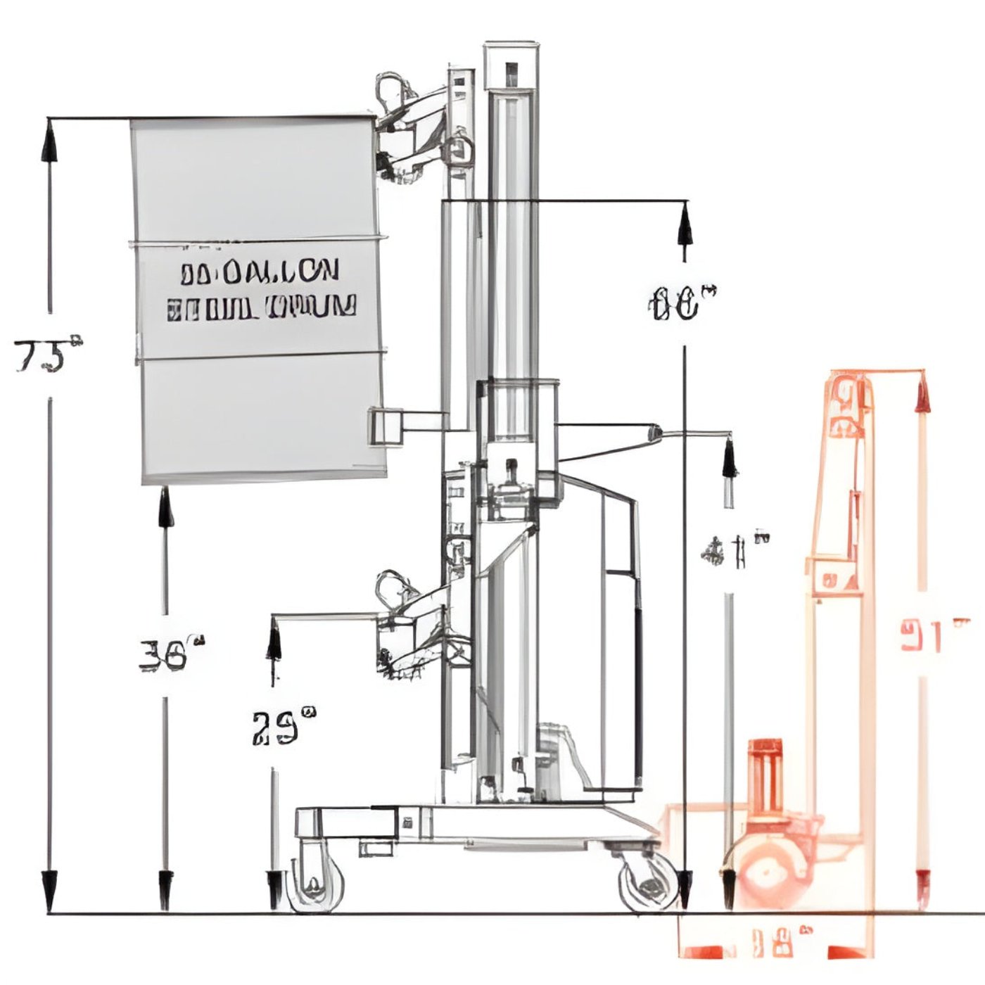 Wesco Industrial Products DM-1100-PLD 650 lb. / 1,100 lb. Ergonomic Power Lift / Drive Drum Handler with Gator Grip Clamp 240157