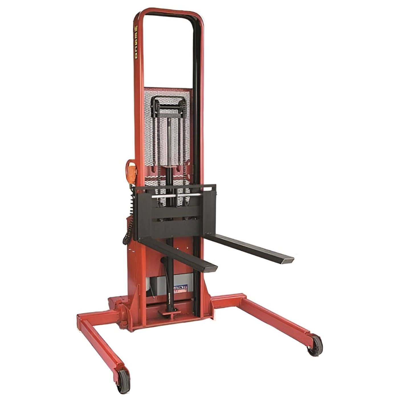 Wesco Industrial Products 1,500 lb. Power Lift Adjustable Straddle Fork Stacker with 42" Forks and 64" Lift Height 261068