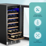 EUHOMY 15 Inch Wine Fridge Low Noise Beverage Refrigerator Wine Cooler - WC-03