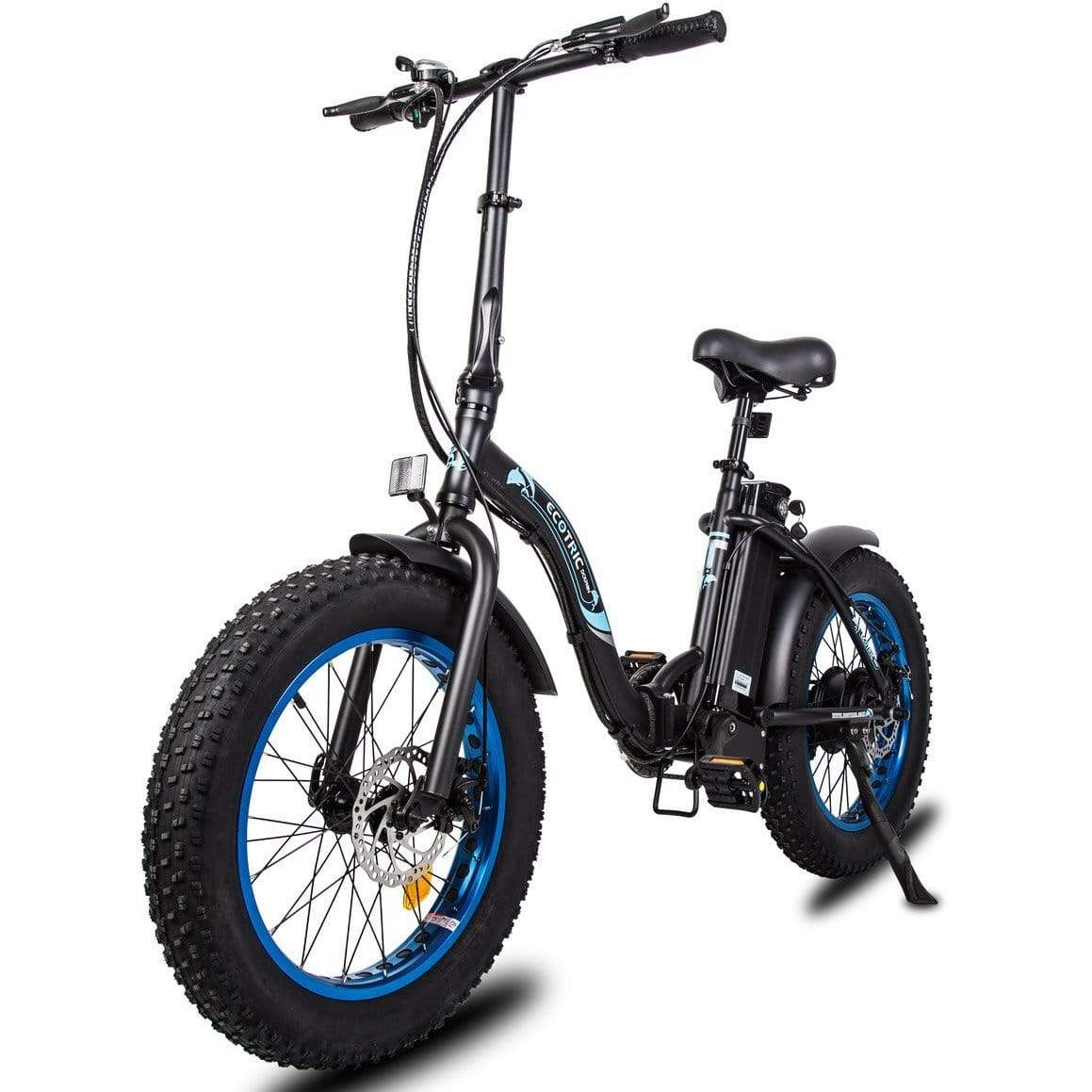 Ecotric 20inch black Portable and folding fat bike model Dolphin - C-DOL20LED-MBL-Z