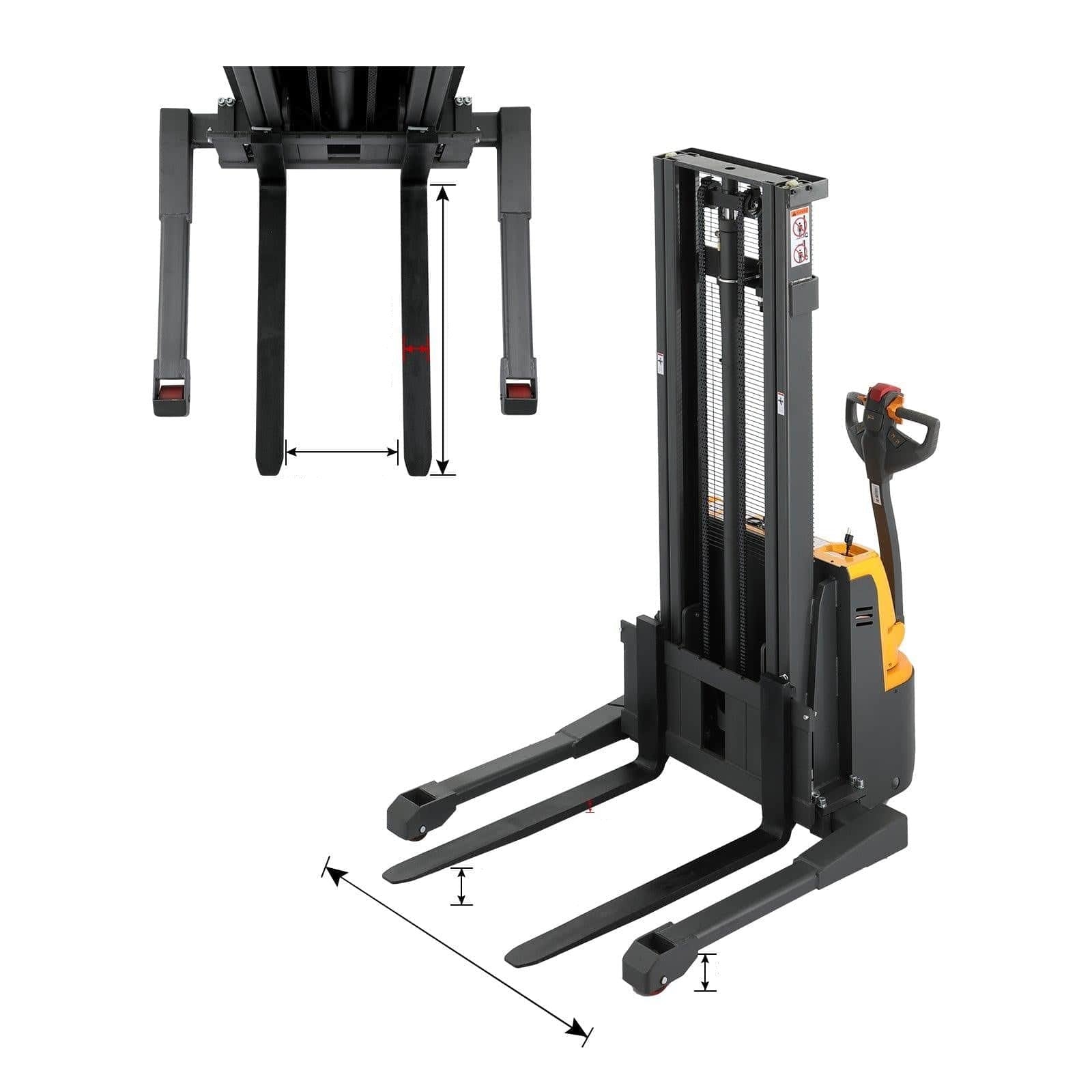 Apollolift Powered Forklift Full Electric Walkie Stacker 2640lbs Cap. Straddle Legs. 118" lifting A-3042 - Backyard Provider