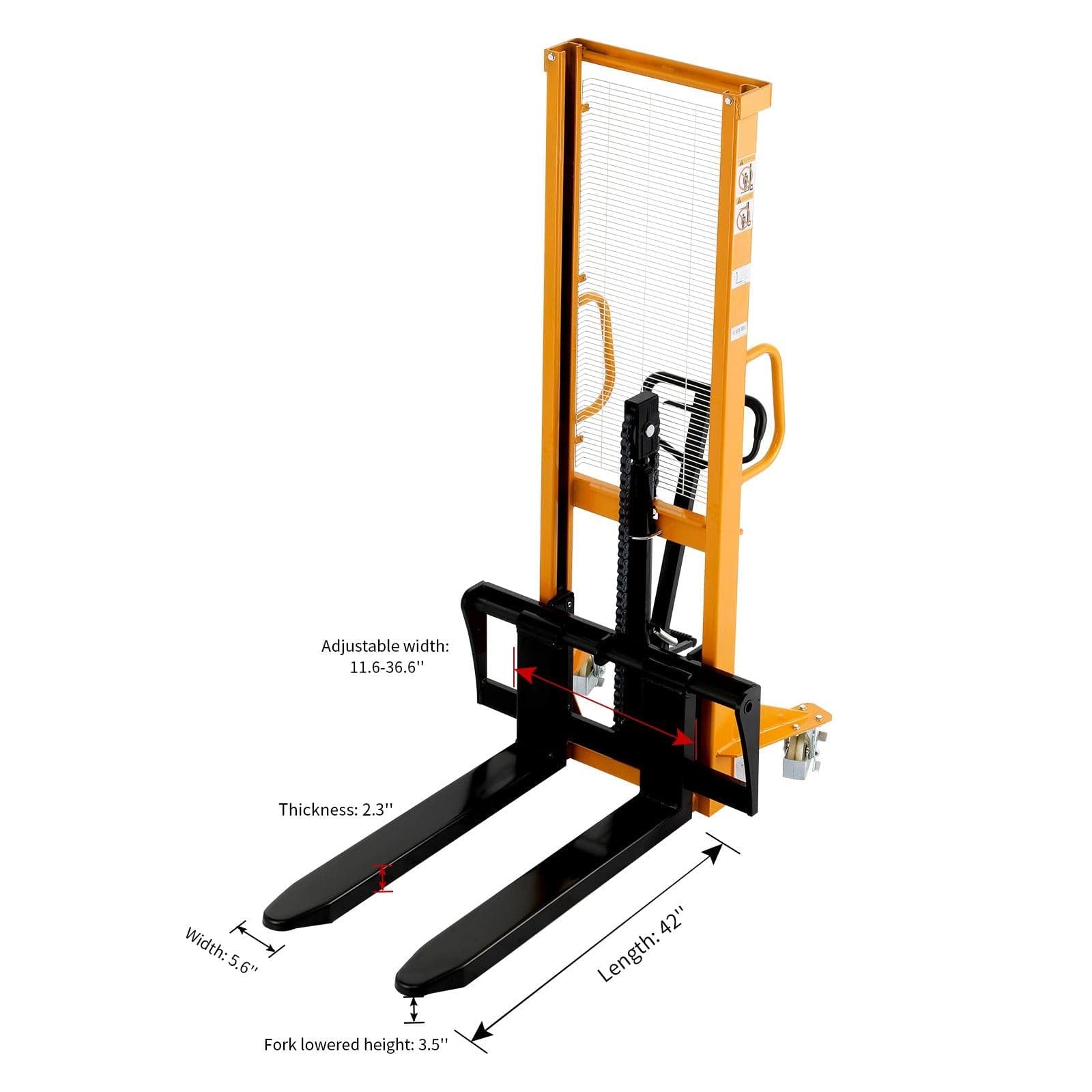 Apollolift Manual Hydraulic Stacker Pallet Stacker Adjustable Forks 2200lbs Cap. 63" Lift Height A-3003 - Backyard Provider