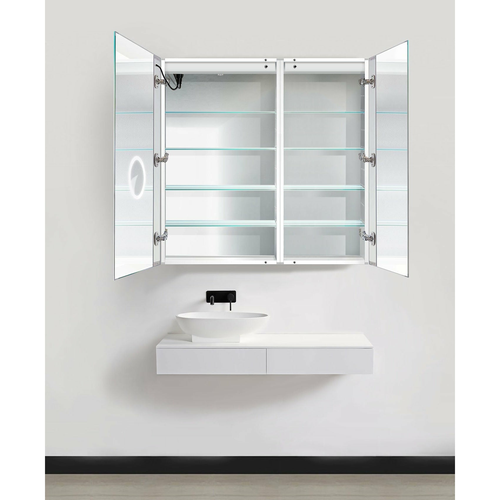 Krugg Svange 4242R 42″ X 42″ LED Medicine Cabinet with Dimmer & Defogger SVANGE4242R