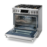 Thor Kitchen Appliance Package - 36 In. Gas Range, Range Hood, Microwave Drawer, Refrigerator, Dishwasher, AP-TRG3601-W-5